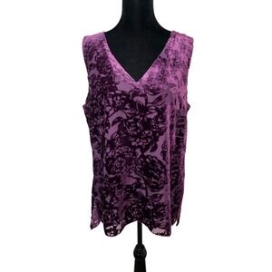 White House Black Market Floral Velvet Burnout Sleeveless Blouse 10